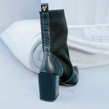 Bota Meia Salto Bloco Bico Fino Preto