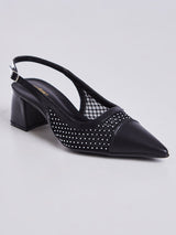 Sandália Salto Bloco Slingback Preto