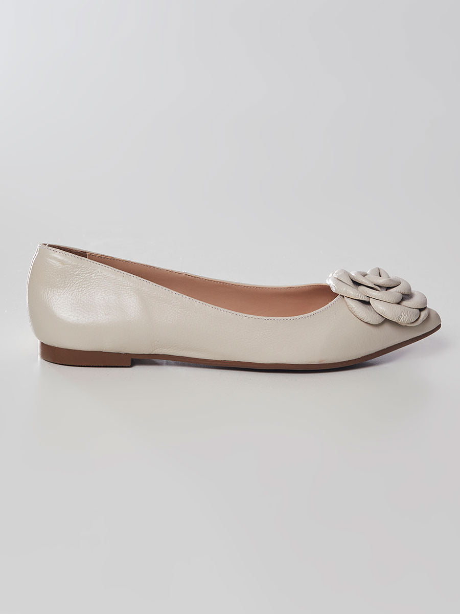 Sapatilha Bico Fino Flor Offwhite