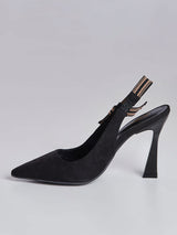 Scarpin Slingback com Tira Listrada Preto