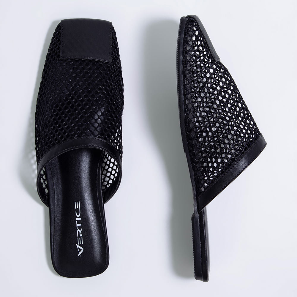 Mule Feminino Tela - Preto