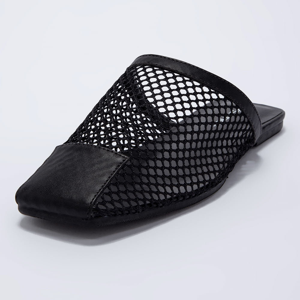 Mule Feminino Tela - Preto
