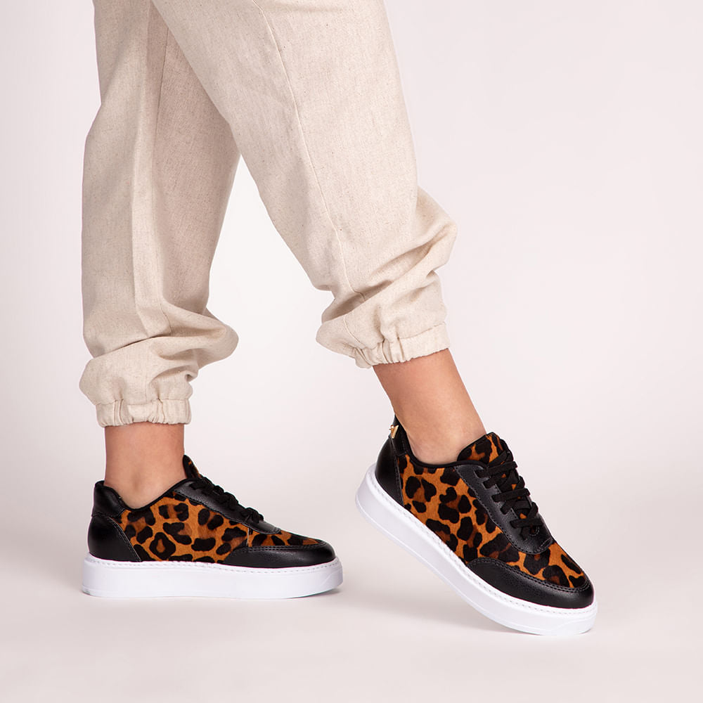 Tênis Onça Animal Print  Preto C/ Animal Print