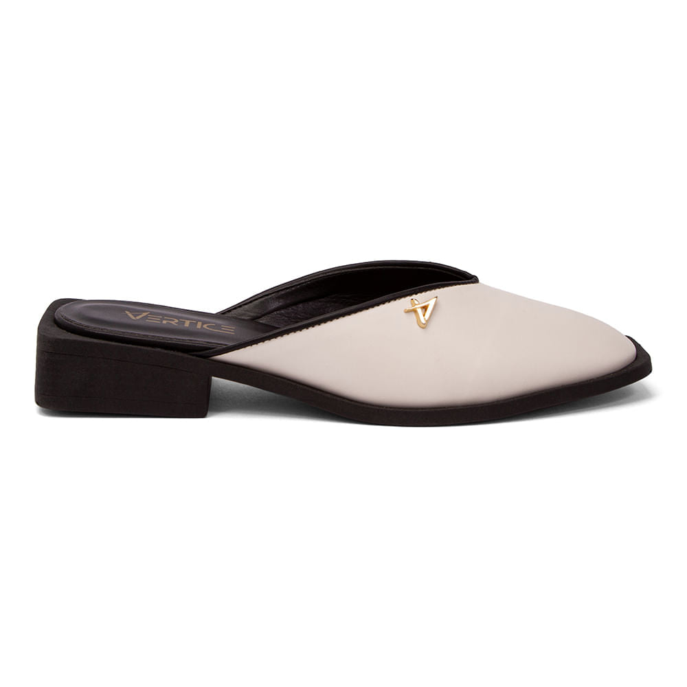 Mule Bico Fino Salto Quadrado Offwhite