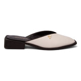 Mule Bico Fino Salto Quadrado Offwhite