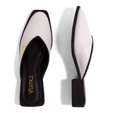 Mule Bico Fino Salto Quadrado Offwhite