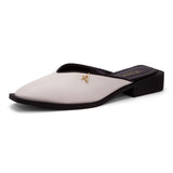 Mule Bico Fino Salto Quadrado Offwhite