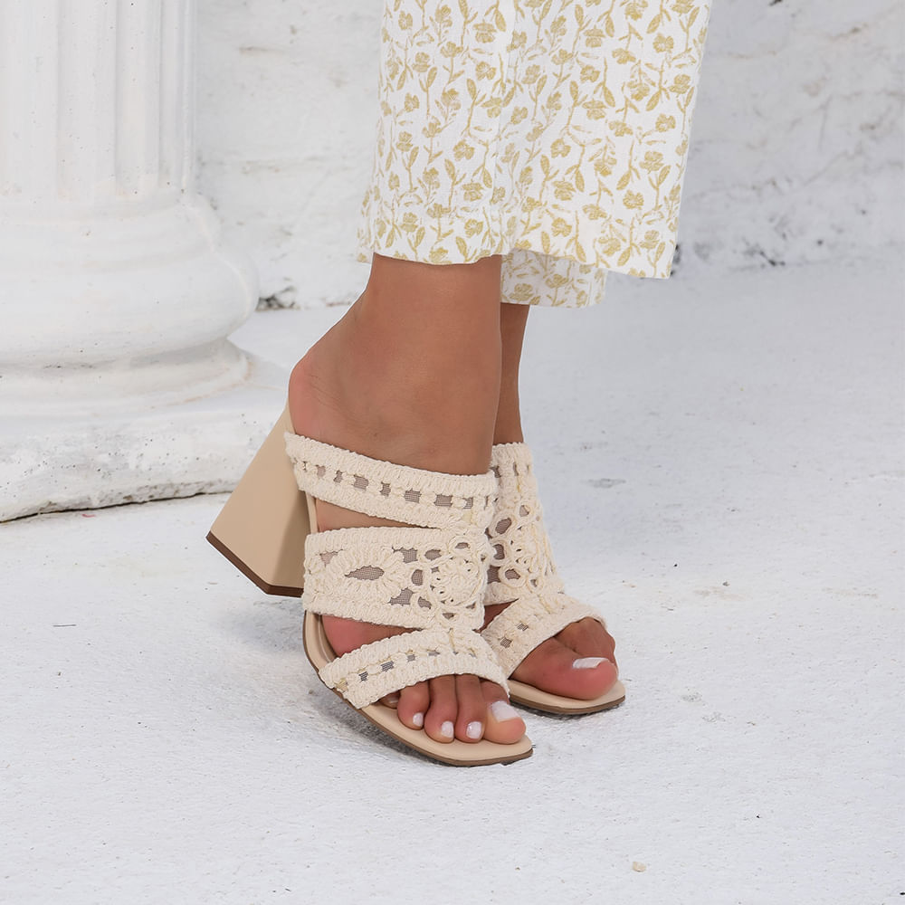 Tamanco Mule Tramado Nude