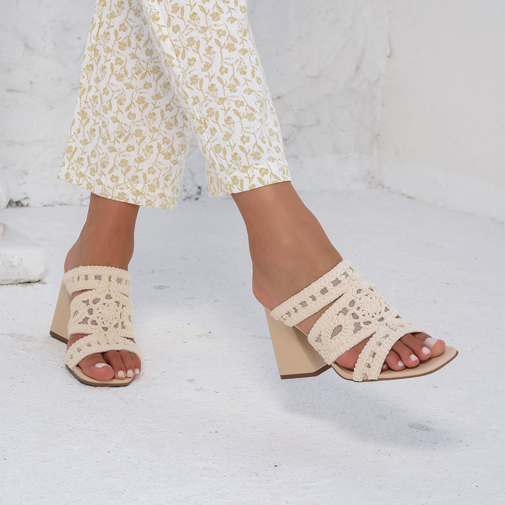 Tamanco Mule Tramado Nude