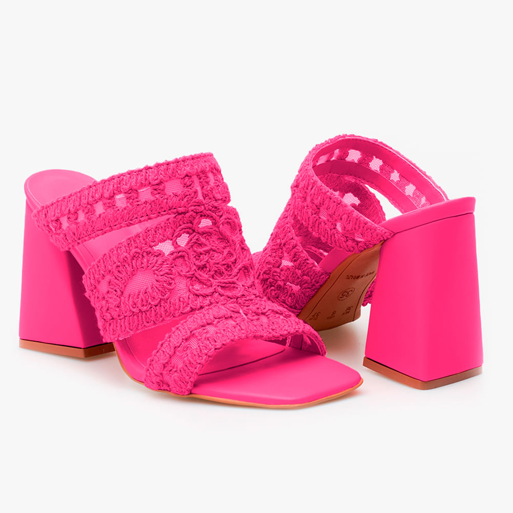 Tamanco Mule Tramado Rosa