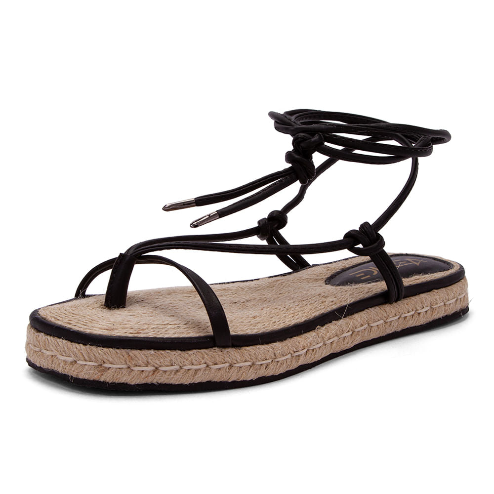 Sandália Espadrille Flatform Corda  Preto