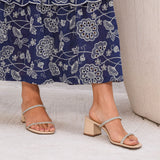 Mule Tiras Strass Nude