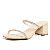 Mule Tiras Strass Nude