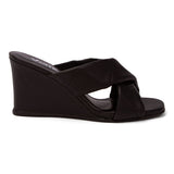 Mule Anabela Tiras Cruzadas Preto