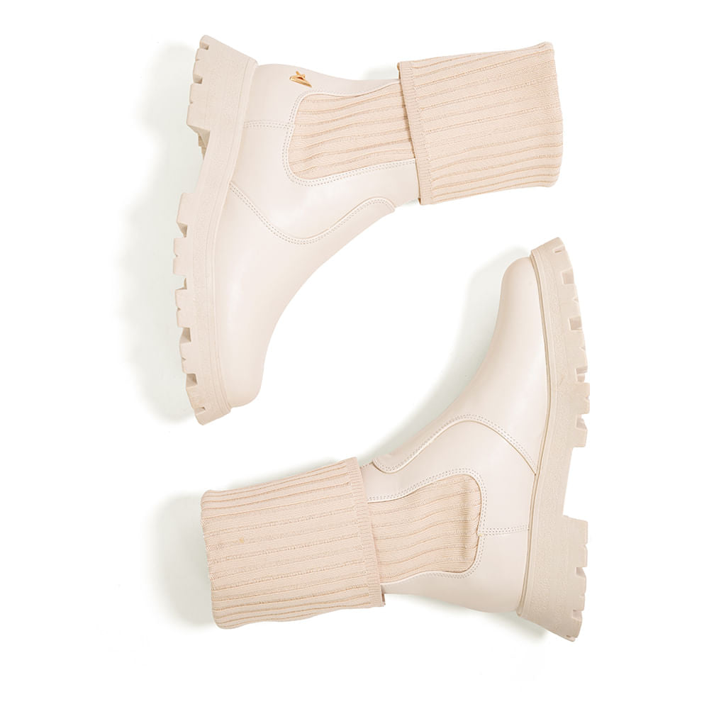 Bota Meia Coturno Cano Médio Tratorada Porcelana