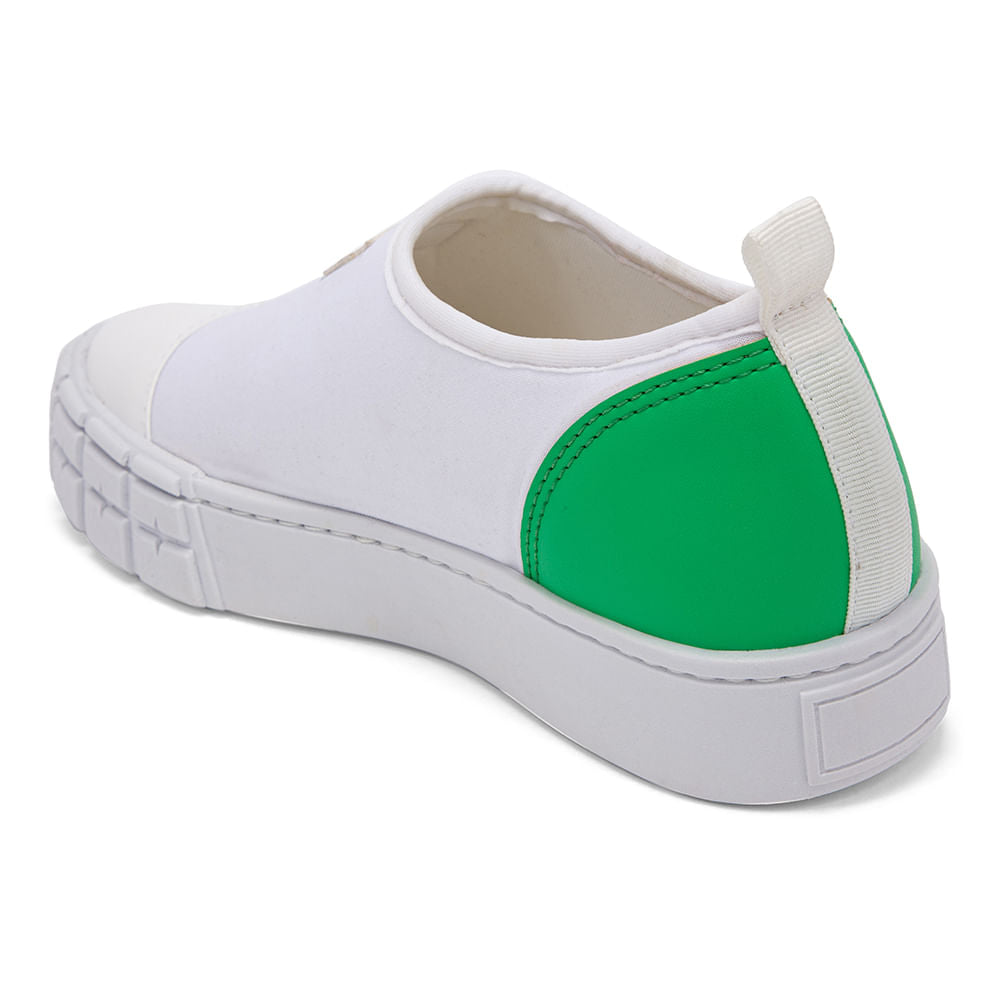 Tênis Slip On Elastano Flatform Branco/kiwi