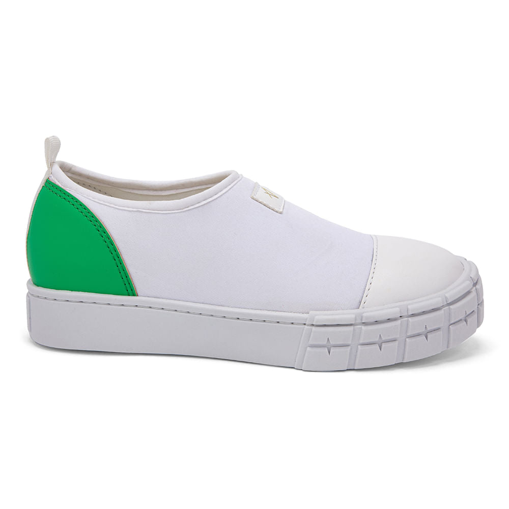 Tênis Slip On Elastano Flatform Branco/kiwi