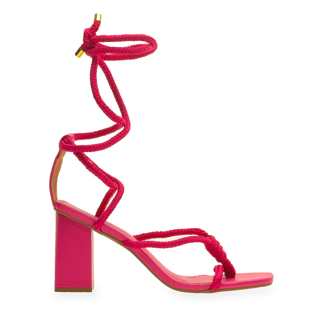 Sandália Bloco Cordão Rosa 