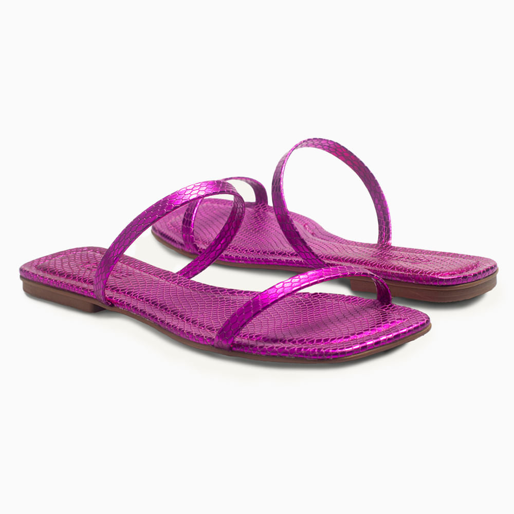 Sandália Rasteira Tiras Pink