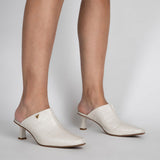 Mule Fechado Salto Fino Baixo OffWhite