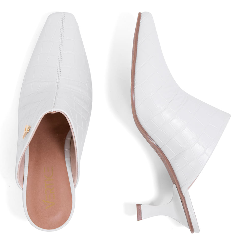 Mule Fechado Salto Fino Baixo OffWhite