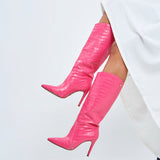 Bota Cano Longo Salto Fino Pink