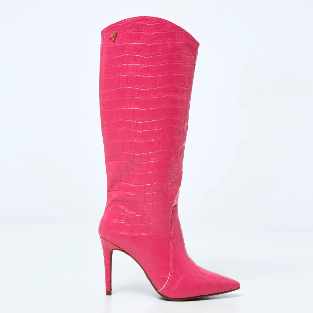 Bota Cano Longo Salto Fino Pink