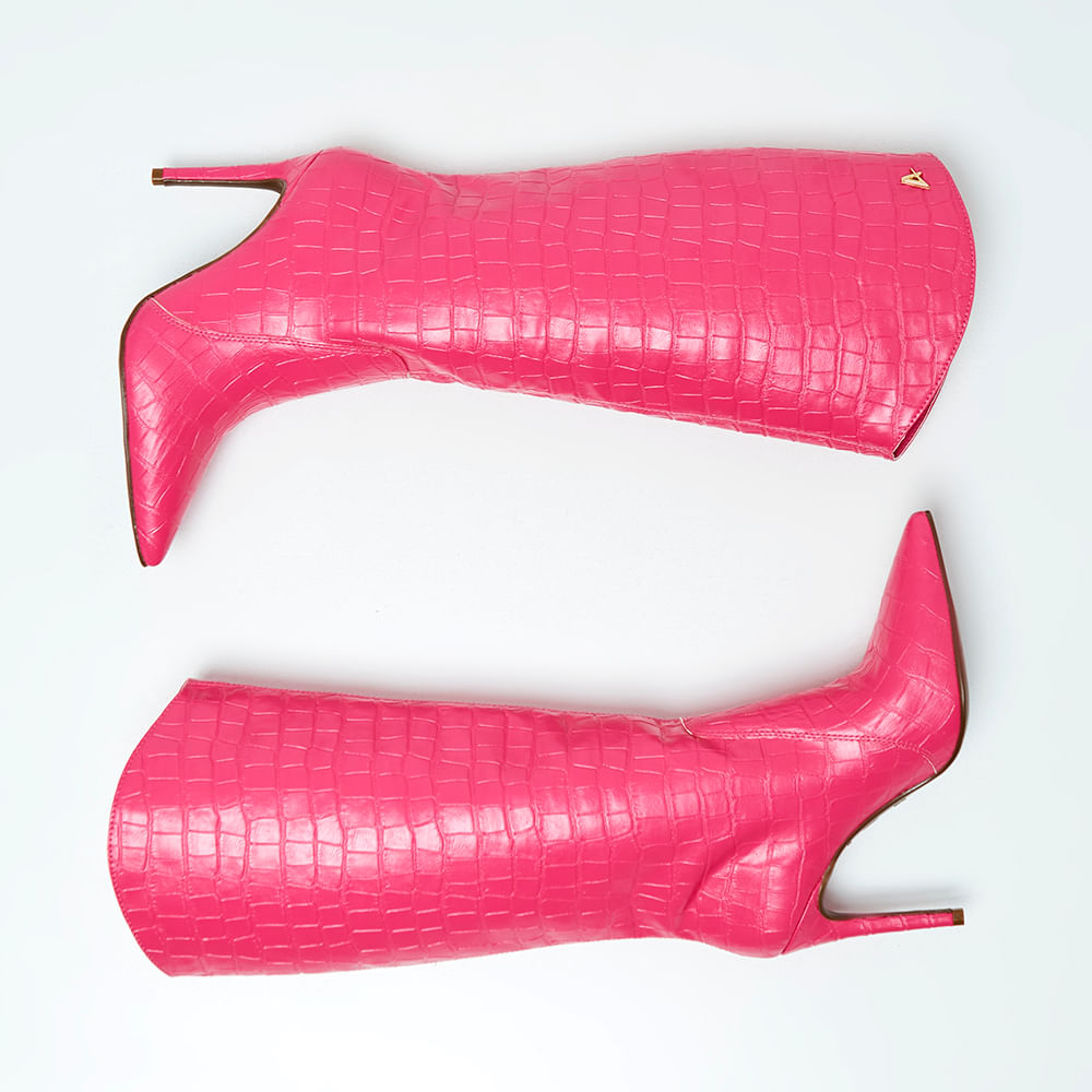 Bota Cano Longo Salto Fino Pink