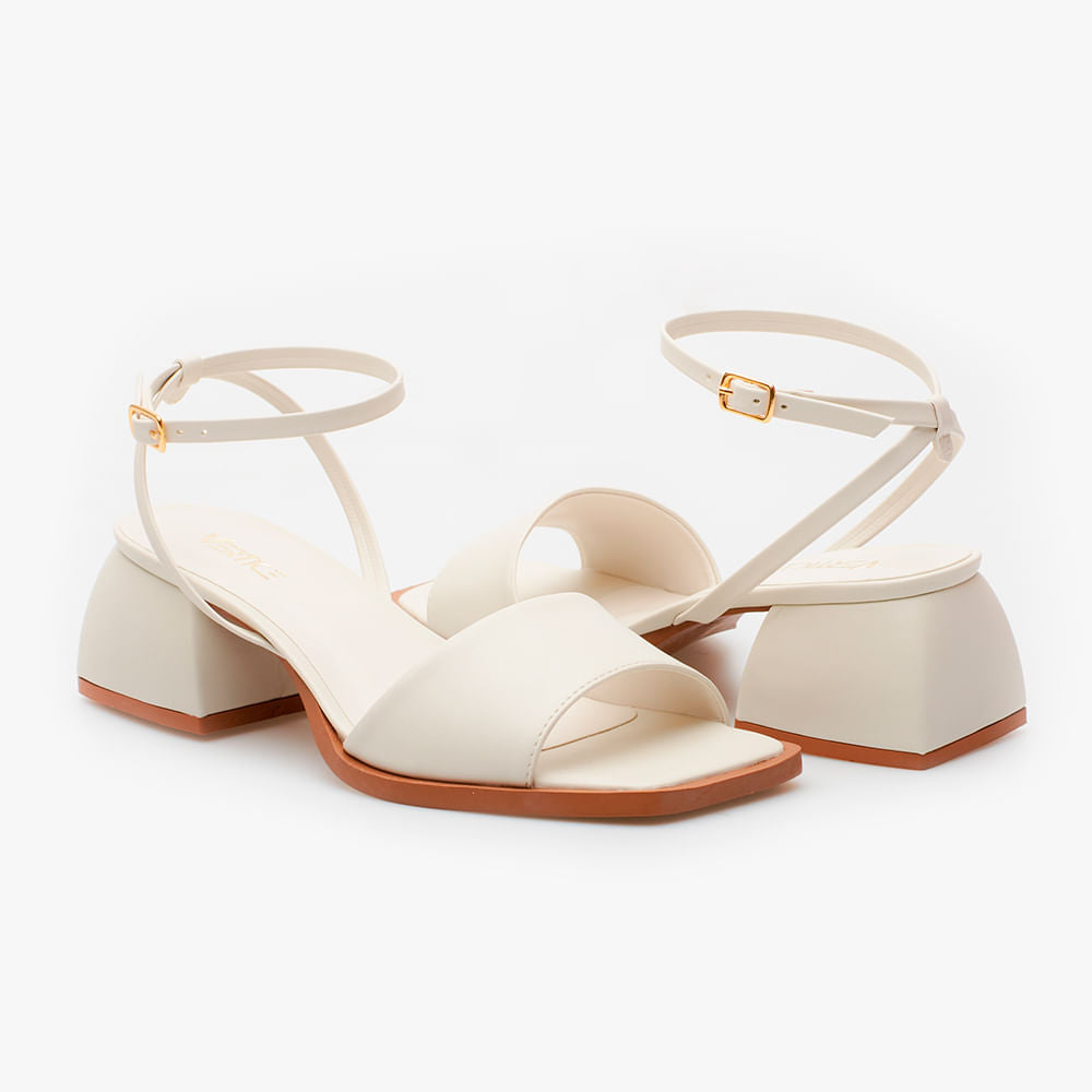 Sandália Salto Bloco OffWhite