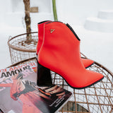Bota Western Cano Curto Salto Bloco Coral