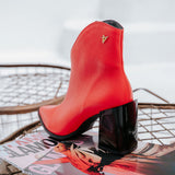 Bota Western Cano Curto Salto Bloco Coral