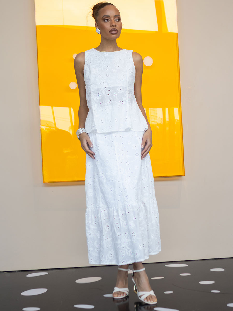 Conjunto Laise Regata e Saia Offwhite