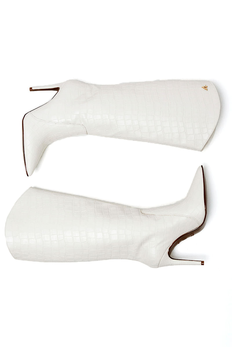 Bota Cano Longo Salto Fino  Offwhite