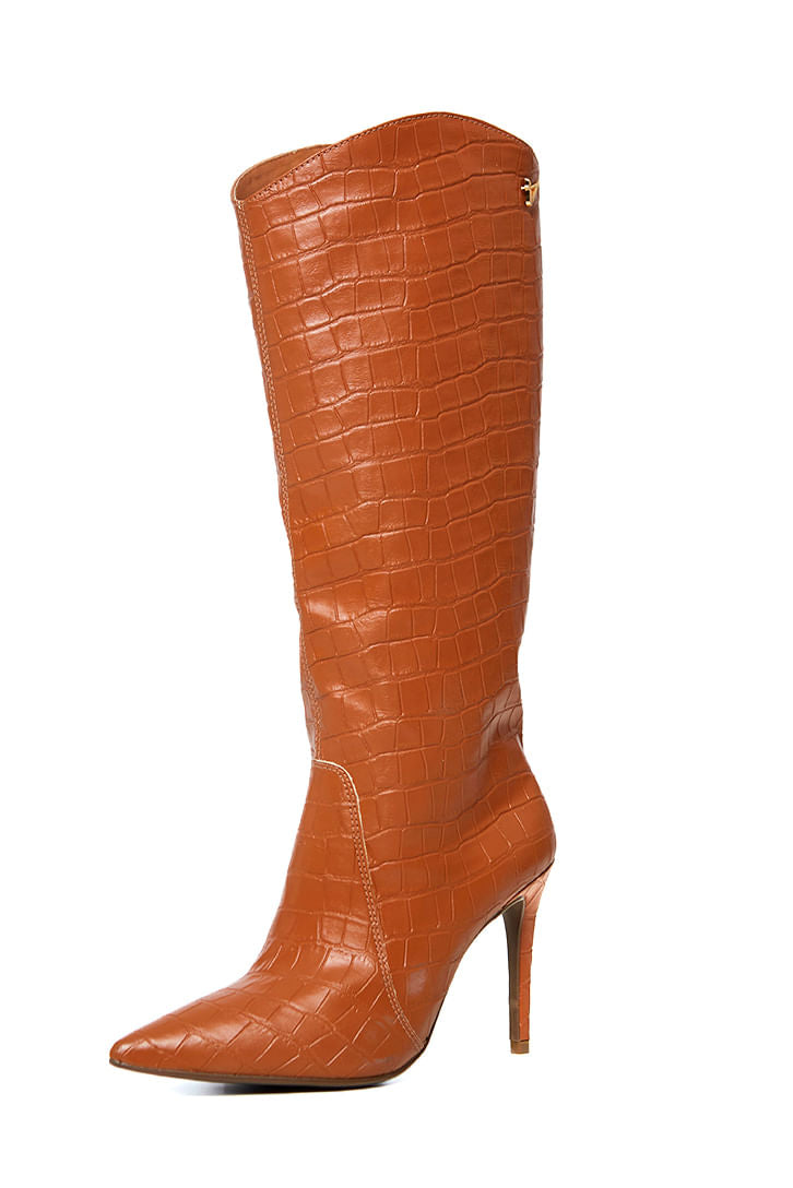 Bota Cano Longo Salto Fino  Caramelo