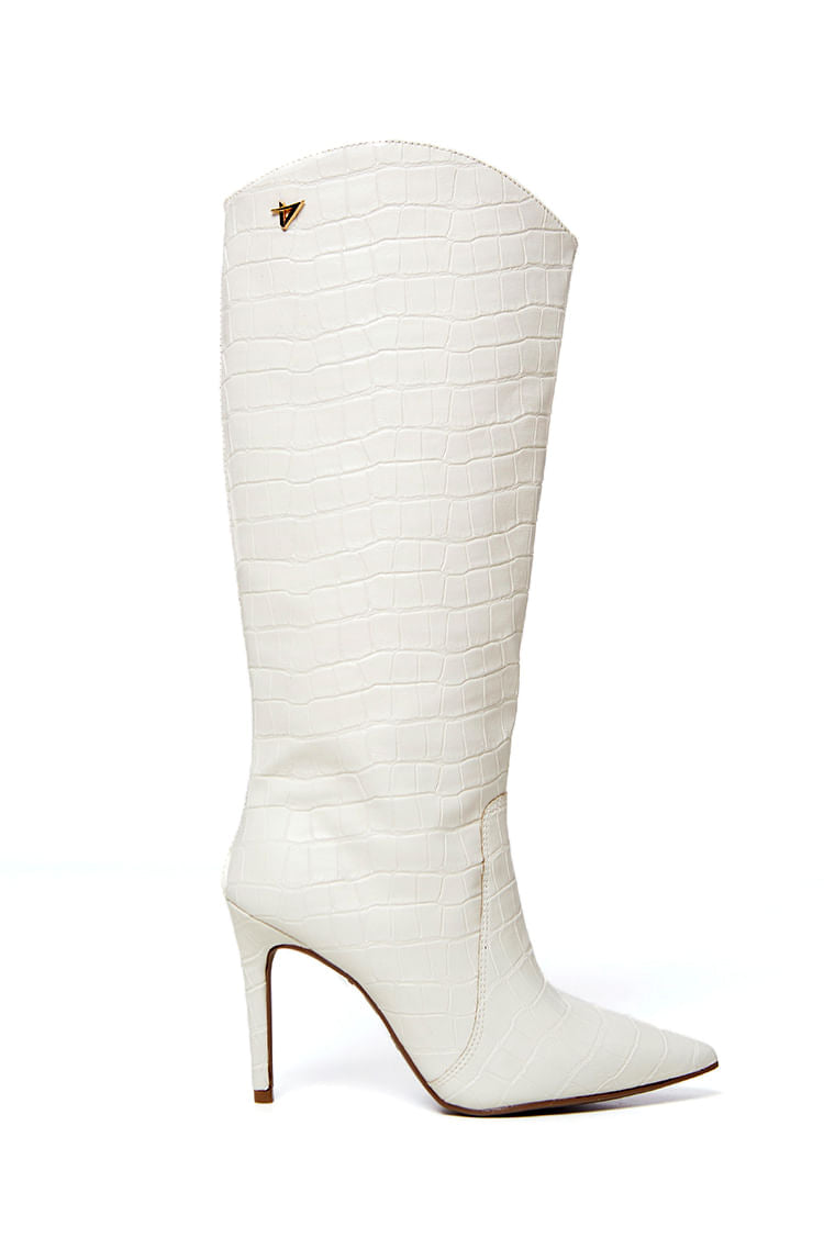 Bota Cano Longo Salto Fino  Offwhite