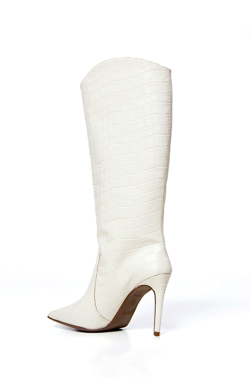 Bota Cano Longo Salto Fino  Offwhite