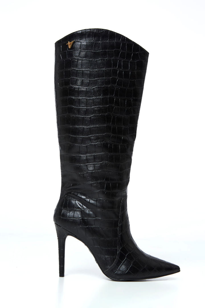 Bota Cano Longo Salto Fino  Preto