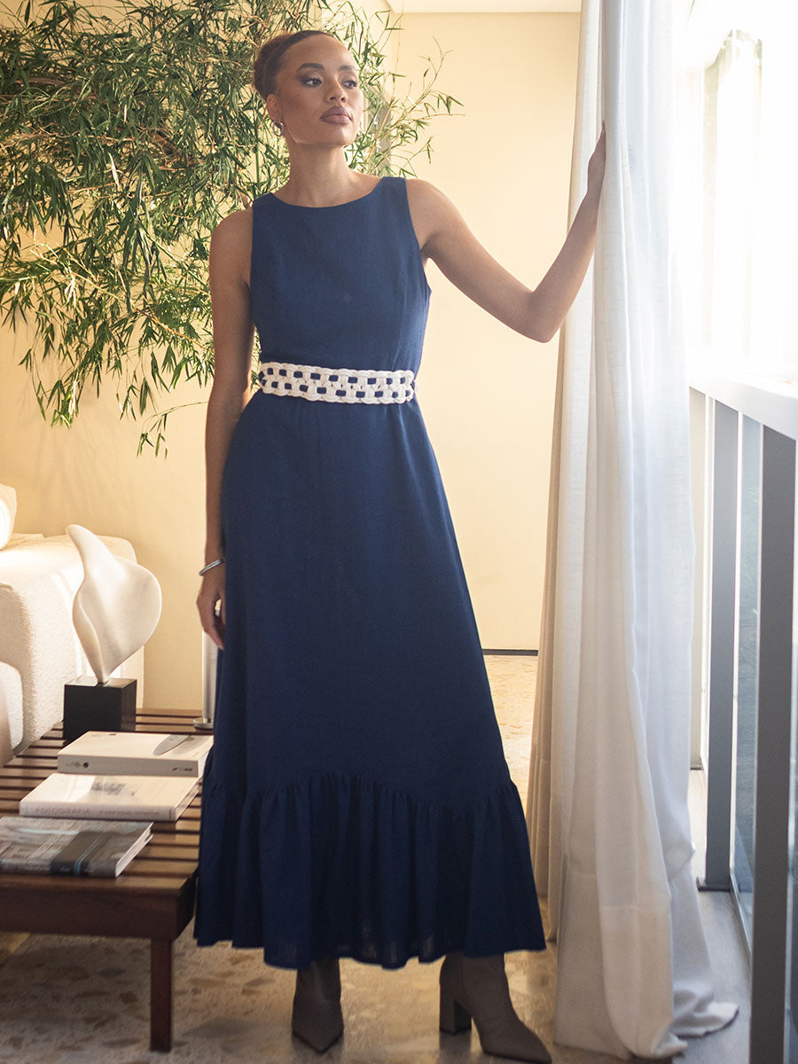 Vestido Longo Rami Azul