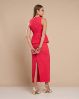 Conjunto Saia e Blusa Peplum Vermelho