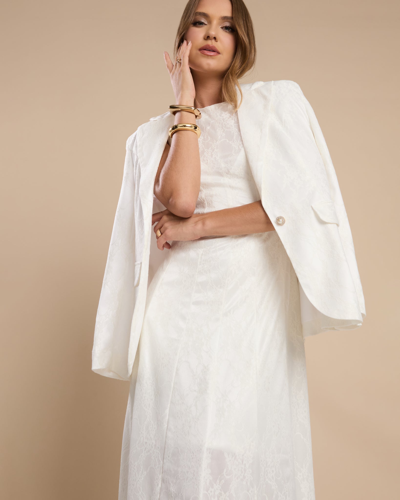 Blazer Alfaiataria Renda Off White