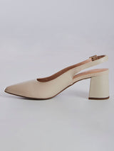 Scarpin Slingback Nude com Salto Bloco
