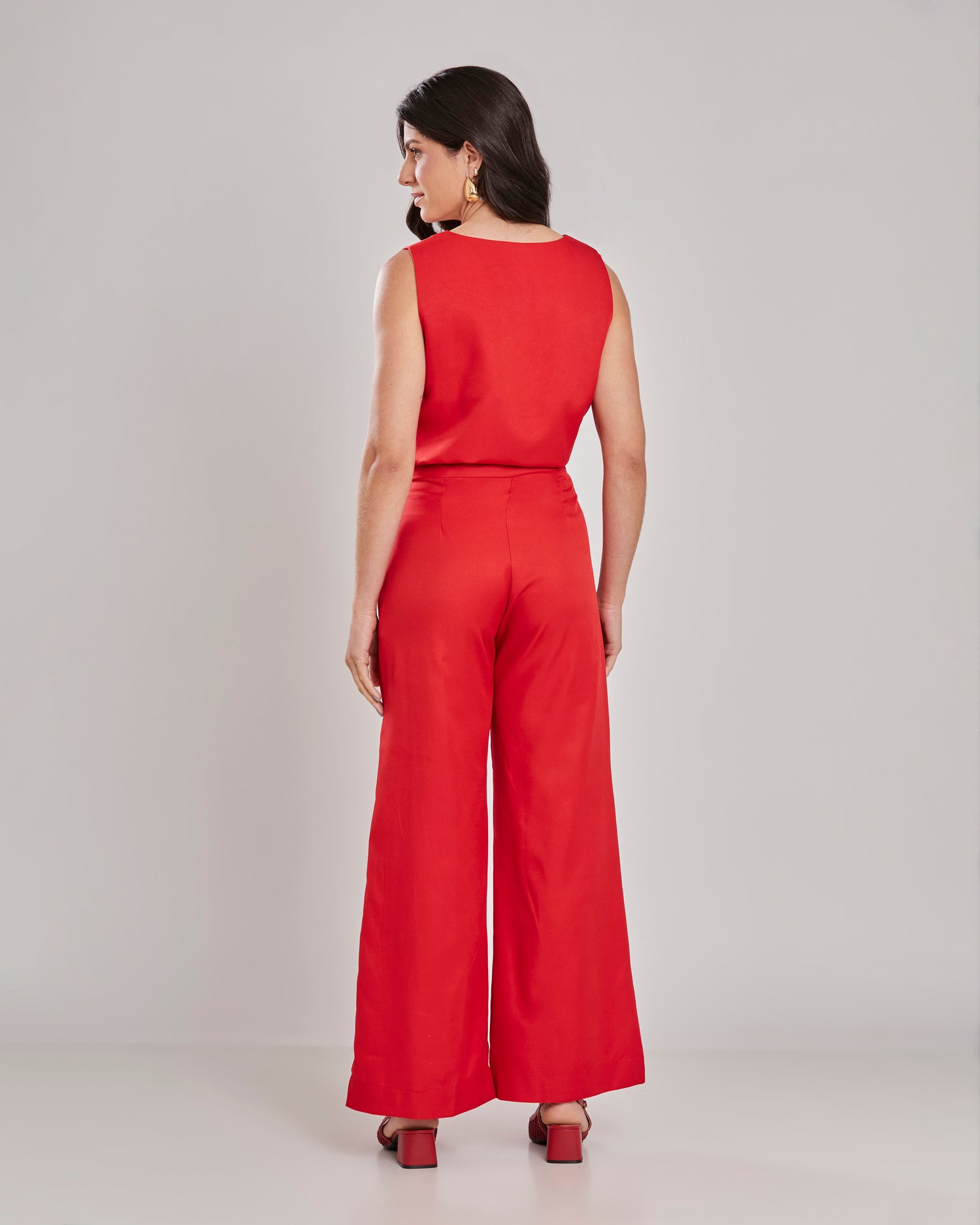 Conjunto Regata e Calça Pantalona Vermelho