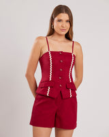 Conjunto  Short e Colete Vinho