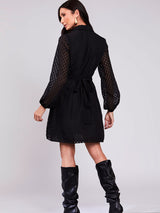 Vestido Curto Tecido 3D Preto