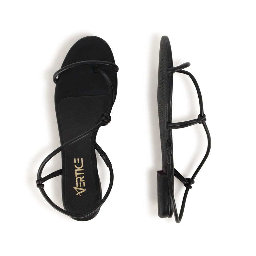 Rasteira Flat Nó  Minimalista Preto