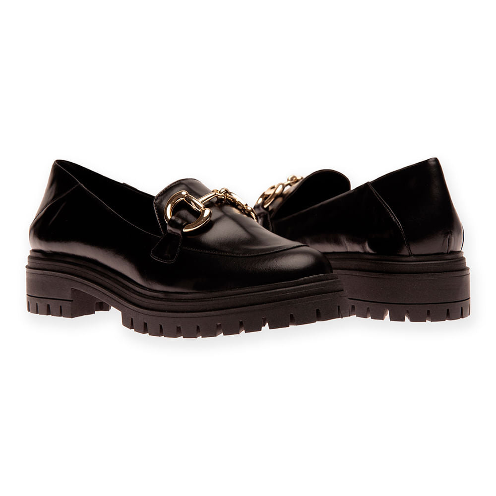 Mocassim Tratorado Couro Preto