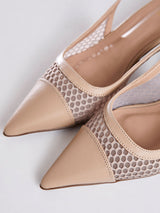 Sandália Salto Bloco Slingback Bege