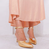 Scarpin Salto Fino com Globo de Strass Ouro