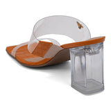 Tamanco Feminino Salto Quadrado Orange