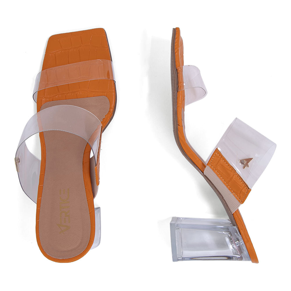 Tamanco Feminino Salto Quadrado Orange